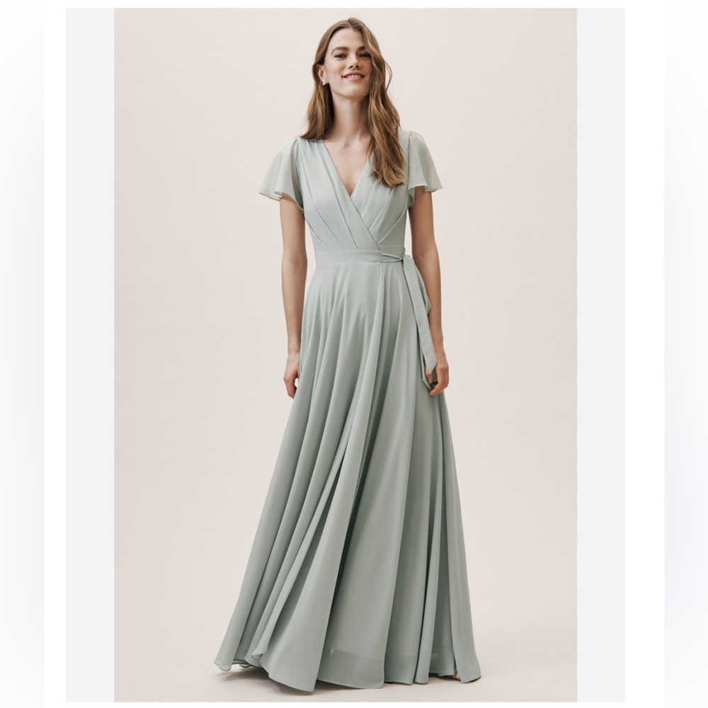 BHLDN Sage Green Maxi Wrap Dress